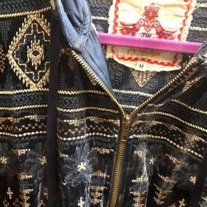 Johnny Was Navy and Cream Teddy Jacket